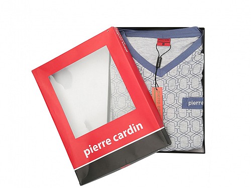Pierre Cardin Men's Pajama Set of 2 pieces Blouse with short sleeve with design Blouses and Bermuda, V Neck