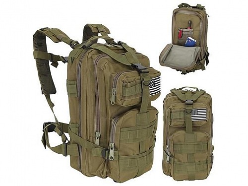Unisex Travel Backpack XL with Adjustable Straps and 35L Capacity, khaki military color