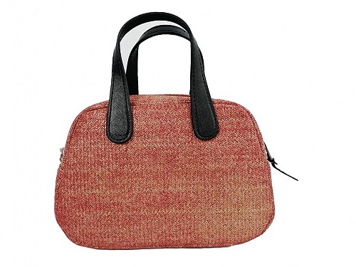 JU'STO Women's Handbag with Coral Base and Black Straps, 26x10x17 cm, J-Poppy