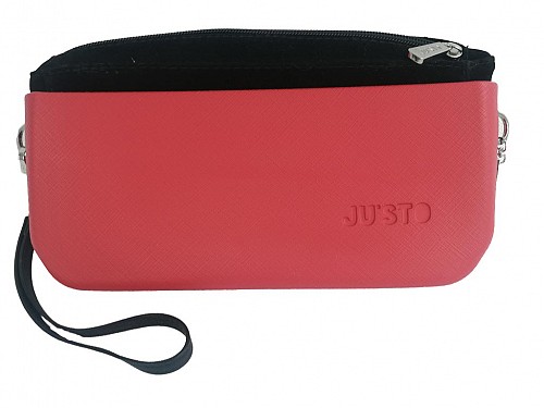 JU'STO Women's Rubber Handbag with Red Base and Black Velvet Interior, 24x3x14 cm, J-Posh