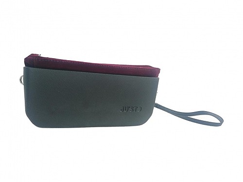 JU'STO Women's Rubber Handbag with anthracite Base and red Velvet Interior, 24x3x14 cm, J-Posh