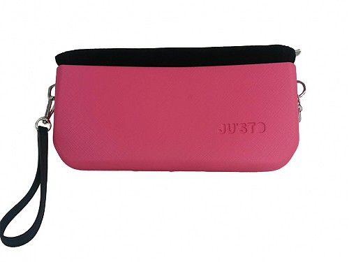 JU'STO Women's Rubber Handbag with pink Base and Black Velvet Interior, 24x3x14 cm, J-Posh