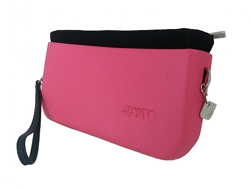 JU'STO Women's Rubber Handbag with pink Base and Black Velvet Interior, 24x3x14 cm, J-Posh