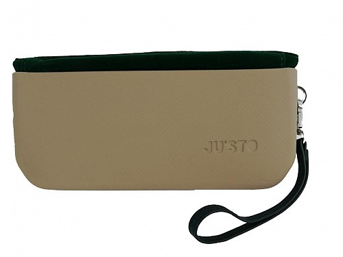 JU'STO Women's Rubber Handbag with gold Base and Green Velvet Interior, 24x3x14 cm, J-Posh