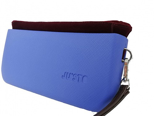 JU'STO Women's Rubber Handbag with purple Base and red Velvet Interior, 24x3x14 cm, J-Posh