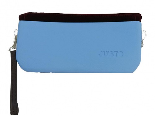JU'STO Women's Rubber Handbag with sky blue Base and red Velvet Interior, 24x3x14 cm, J-Posh