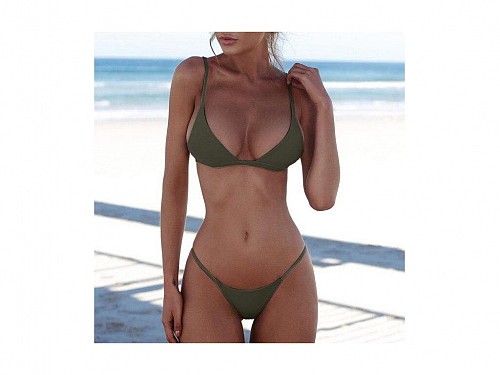 Γυναικείο μαγιό σετ Bikini Brazil με ρυθμιζόμενες τιράντες σε Πράσινο χρώμα