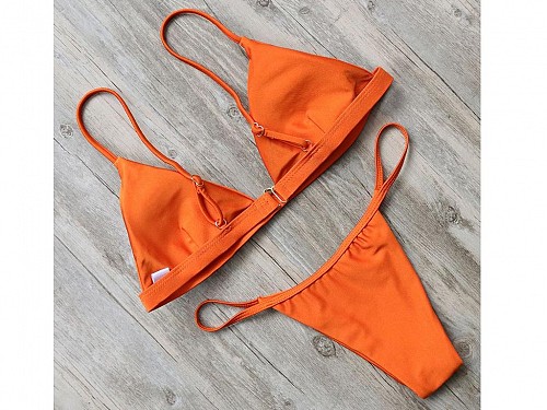 Γυναικείο μαγιό σετ Bikini Brazil με ρυθμιζόμενες τιράντες σε Πορτοκαλί χρώμα