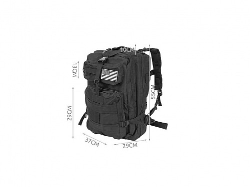 Unisex Travel Backpack XL with Adjustable Straps and capacity 35L, in black color
