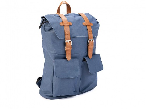 Σακίδιο Πλάτης Backpack με λουράκια και εξωτερικές τσέπες σε μπλε σκούρο χρώμα, 30x13x45 cm