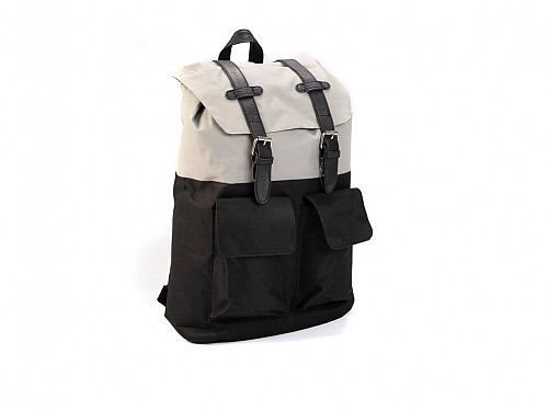 Σακίδιο Πλάτης Backpack με λουράκια και εξωτερικές τσέπες σε γκρι χρώμα, 30x13x45 cm
