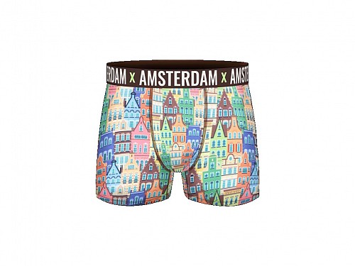 Men's Boxer Cotton in Traditional Amsterdam Houses pattern, AMS-012